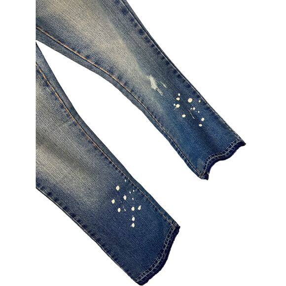 Joe’s Stewart Thick Stitch Flare Raw Hem Jeans vtg Rare! Series Read Blue sz 27 - Picture 3 of 10